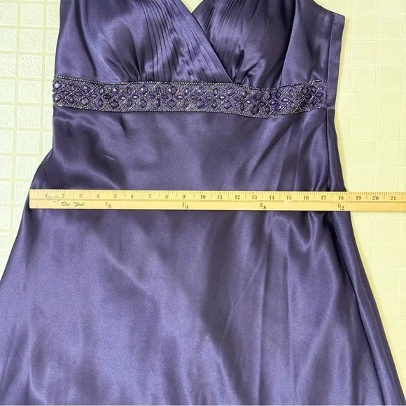 David's Bridal Deep Purple Satin Chemise - Picture 3 of 5